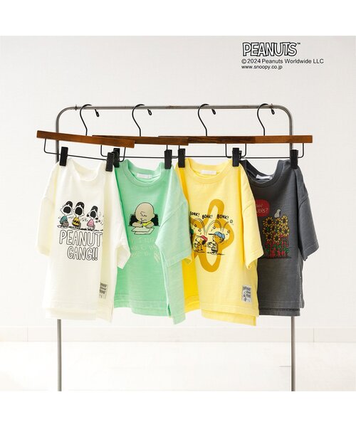 PEANUTS（ピーナッツ）の「PEANUTSコラボ　ガーメントダイTシャツ（Tシャツ/カットソー・キッズ・グリーン/チャコール/キナリ/パープル/イエロー・80/90/95/100/110/120/130/140/150）」の13枚目の写真