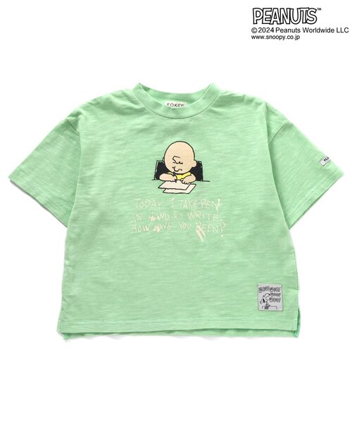 PEANUTS（ピーナッツ）の「PEANUTSコラボ　ガーメントダイTシャツ（Tシャツ/カットソー・キッズ・グリーン/チャコール/キナリ/パープル/イエロー・80/90/95/100/110/120/130/140/150）」の16枚目の写真