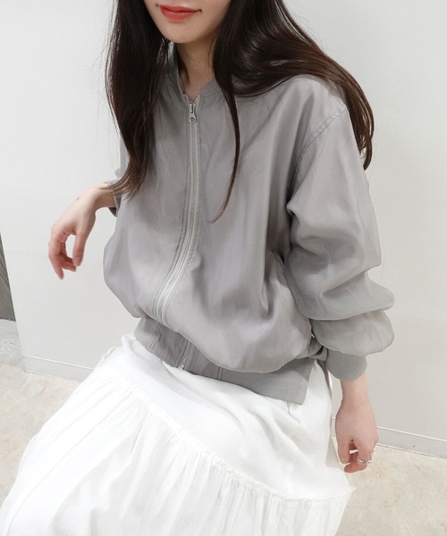 CORNERS（コーナーズ）の「オーガンジーリブブルゾン（ブルゾン・レディース・グレー/アイボリー/ブラック・M）」の3枚目の写真