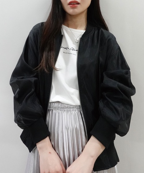 CORNERS（コーナーズ）の「オーガンジーリブブルゾン（ブルゾン・レディース・グレー/アイボリー/ブラック・M）」の2枚目の写真