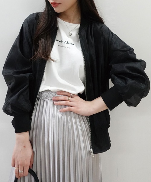 CORNERS（コーナーズ）の「オーガンジーリブブルゾン（ブルゾン・レディース・グレー/アイボリー/ブラック・M）」の6枚目の写真