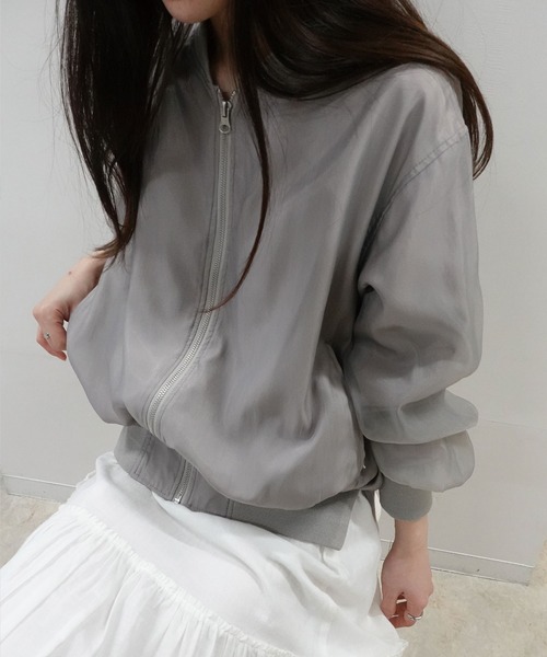 CORNERS（コーナーズ）の「オーガンジーリブブルゾン（ブルゾン・レディース・グレー/アイボリー/ブラック・M）」の9枚目の写真