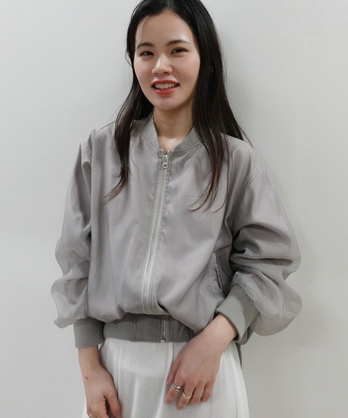 CORNERS（コーナーズ）の「オーガンジーリブブルゾン（ブルゾン・レディース・グレー/アイボリー/ブラック・M）」の13枚目の写真