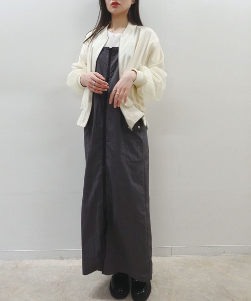 CORNERS（コーナーズ）の「オーガンジーリブブルゾン（ブルゾン・レディース・グレー/アイボリー/ブラック・M）」の14枚目の写真