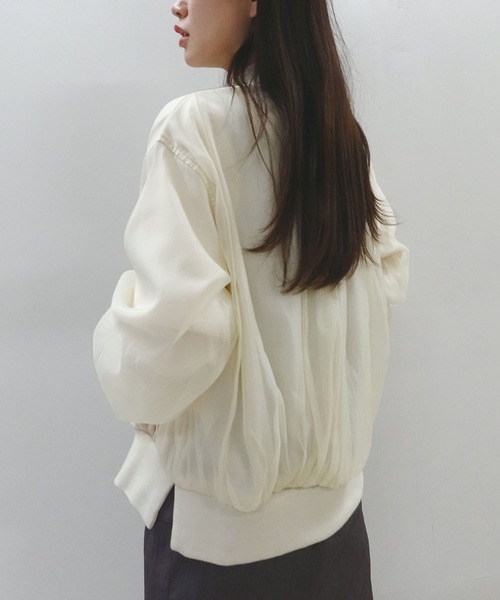 CORNERS（コーナーズ）の「オーガンジーリブブルゾン（ブルゾン・レディース・グレー/アイボリー/ブラック・M）」の16枚目の写真