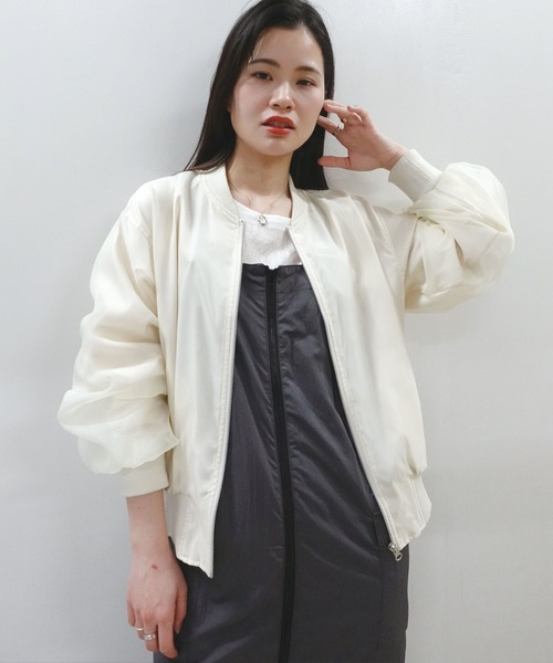 CORNERS（コーナーズ）の「オーガンジーリブブルゾン（ブルゾン・レディース・グレー/アイボリー/ブラック・M）」の17枚目の写真