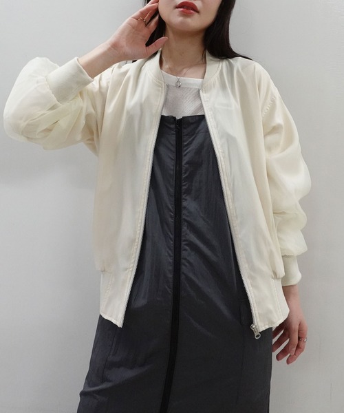 CORNERS（コーナーズ）の「オーガンジーリブブルゾン（ブルゾン・レディース・グレー/アイボリー/ブラック・M）」の18枚目の写真