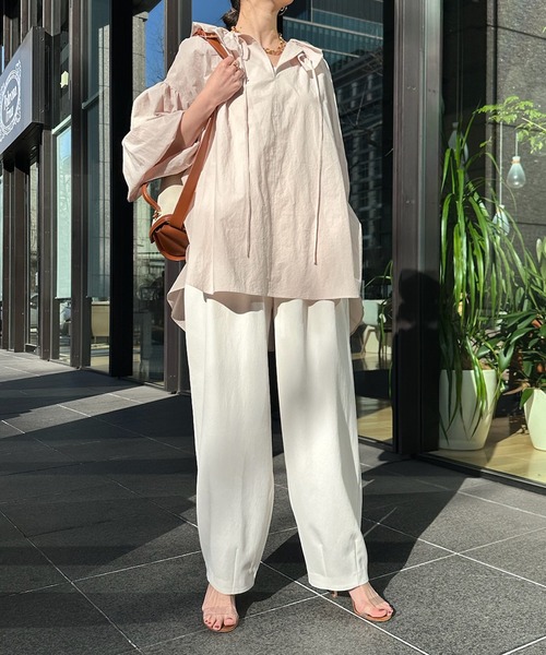 DouDou(ドゥドゥ)の「バルーンパンツ(スラックス・レディース・ホワイト/カーキ・36/38)」の3枚目の写真