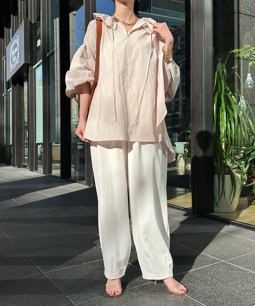 DouDou(ドゥドゥ)の「バルーンパンツ(スラックス・レディース・ホワイト/カーキ・36/38)」の5枚目の写真