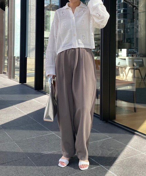 DouDou(ドゥドゥ)の「バルーンパンツ(スラックス・レディース・ホワイト/カーキ・36/38)」の12枚目の写真