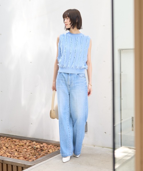 Rouge vif Anna（ルージュヴィフアンナ）の「フリンジニットノースリーブプルオーバー（ニット/セーター・レディース・ブラック/ベージュ/ホワイト/サックスブルー・フリー）」の12枚目の写真