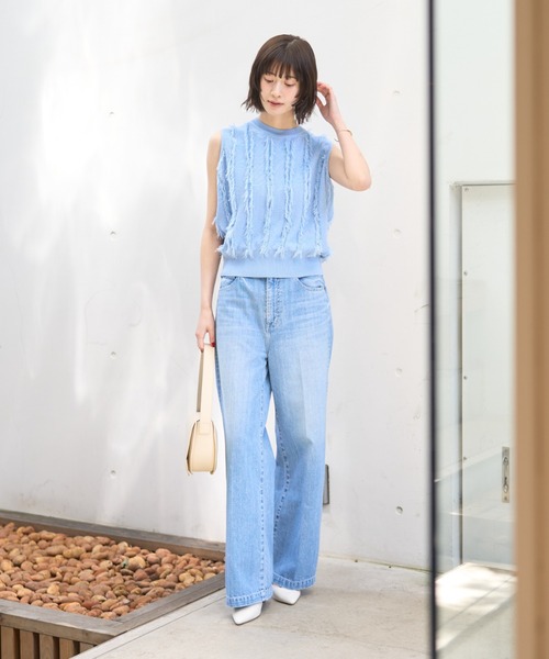 Rouge vif Anna（ルージュヴィフアンナ）の「フリンジニットノースリーブプルオーバー（ニット/セーター・レディース・ブラック/ベージュ/ホワイト/サックスブルー・フリー）」の13枚目の写真