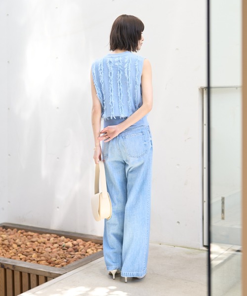 Rouge vif Anna（ルージュヴィフアンナ）の「フリンジニットノースリーブプルオーバー（ニット/セーター・レディース・ブラック/ベージュ/ホワイト/サックスブルー・フリー）」の16枚目の写真