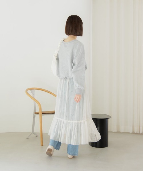 flower(フラワー)の「レイヤードチュールスカート(スカート・レディース・アイボリー/グレー・FREE)」の12枚目の写真