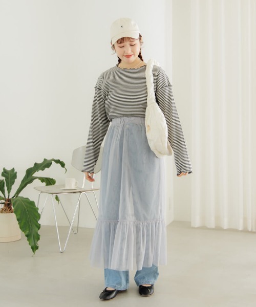 flower(フラワー)の「レイヤードチュールスカート(スカート・レディース・アイボリー/グレー・FREE)」の16枚目の写真