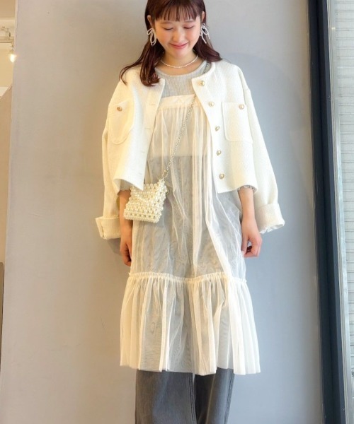 flower(フラワー)の「レイヤードチュールスカート(スカート・レディース・アイボリー/グレー・FREE)」の20枚目の写真