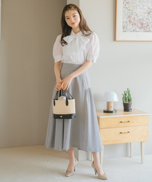 WILLSELECTION（ウィルセレクション）の「ギャザー切替ギンガムフレアスカート（スカート・レディース・ベージュ系その他/レッド系その他/ブラック系その他・FREE）」の2枚目の写真