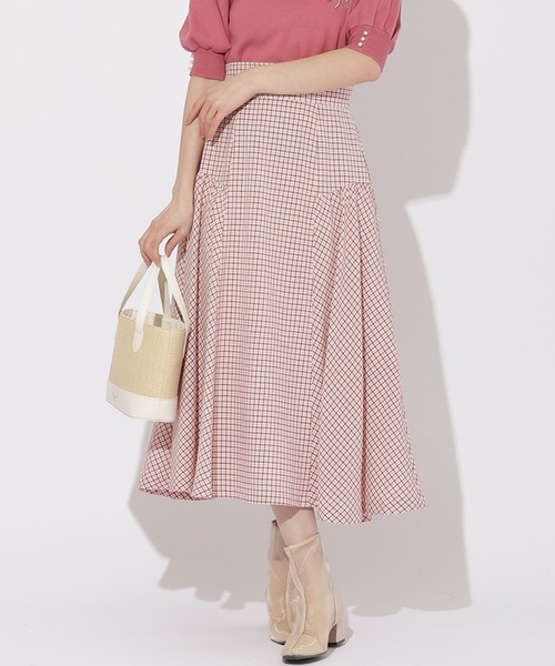 WILLSELECTION（ウィルセレクション）の「ギャザー切替ギンガムフレアスカート（スカート・レディース・ベージュ系その他/レッド系その他/ブラック系その他・FREE）」の3枚目の写真