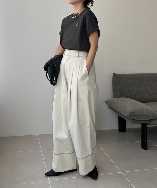 CAPRICIEUX LE'MAGE（カプリシューレマージュ）の「LE'MAGE 1ポイントＴシャツ（Tシャツ/カットソー・レディース・チャコールグレー/ホワイト/ライトグレー/ベージュ/ネイビー・FREE）」の13枚目の写真