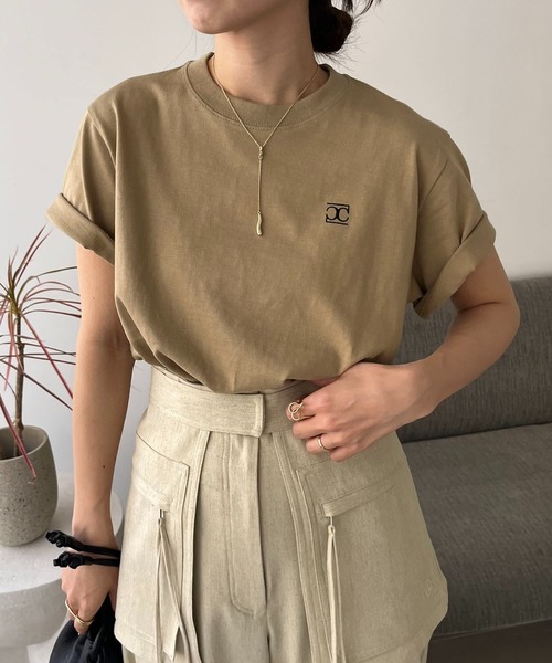 CAPRICIEUX LE'MAGE（カプリシューレマージュ）の「LE'MAGE 1ポイントＴシャツ（Tシャツ/カットソー・レディース・チャコールグレー/ホワイト/ライトグレー/ベージュ/ネイビー・FREE）」の9枚目の写真