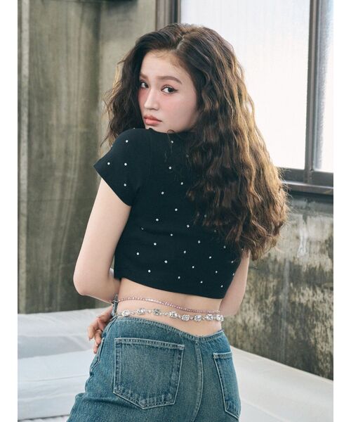 EVRIS（エヴリス）の「ウエストビジューワイドデニムパンツ（デニムパンツ・レディース・インディゴブルー/ライトブルー・SMALL/MEDIUM）」の13枚目の写真