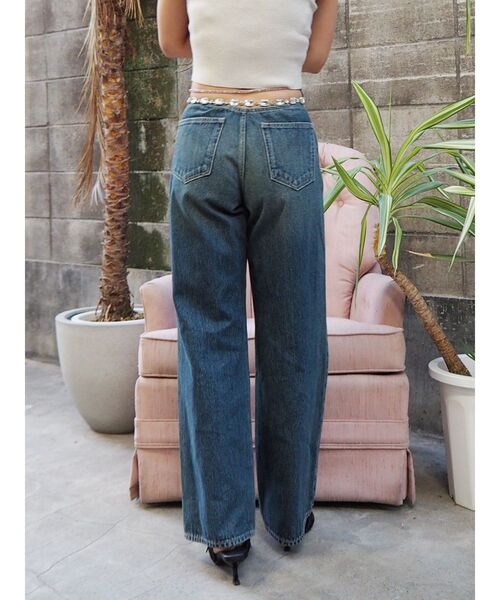 EVRIS（エヴリス）の「ウエストビジューワイドデニムパンツ（デニムパンツ・レディース・インディゴブルー/ライトブルー・SMALL/MEDIUM）」の17枚目の写真