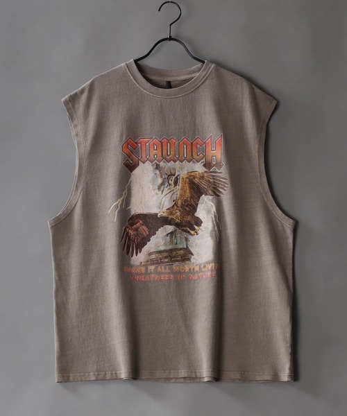 SITRY（シトリー）の「Pigment Graphic No Sleeve Shirt/ピグメント加工 ヴィンテージライク ロックプリント ノースリーブシャツ（タンクトップ・メンズ・ブラウン系その他/ブラック系その他/ブラウン系その他2/ブラック系その他2/ブラウン系その他3/ブラック系その他4/ブラック系その他3/ブラック系その他5/ブラウン系その他4/ブラウン系その他5・M/L/XL）」の12枚目の写真