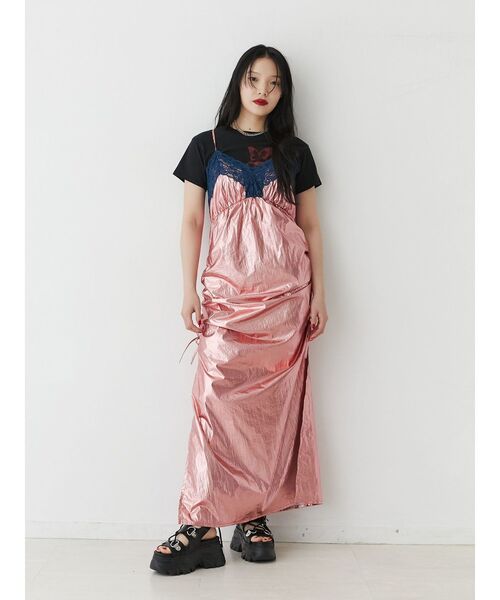 jouetie（ジュエティ）の「メタリックレースキャミワンピース（ワンピース・レディース・ピンク/シルバー・MEDIUM）」の4枚目の写真