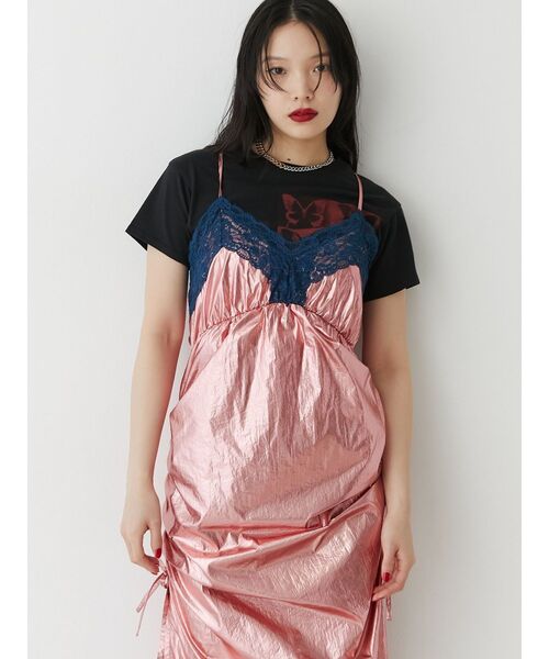 jouetie（ジュエティ）の「メタリックレースキャミワンピース（ワンピース・レディース・ピンク/シルバー・MEDIUM）」の8枚目の写真