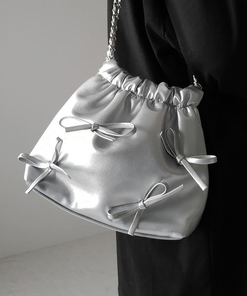 セール】※※【 3color 】ミニショルダーメタリックリボン