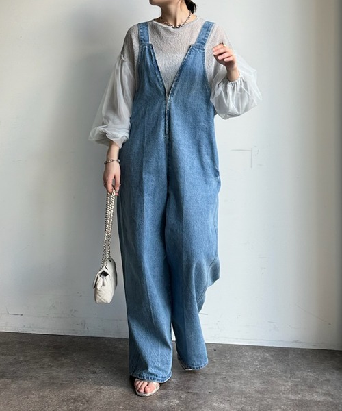 DouDou(ドゥドゥ)の「シアーニット袖チュールボリュームプルオーバー(ニット/セーター・レディース・ネイビー/オフホワイト/グレー・FREE)」の15枚目の写真
