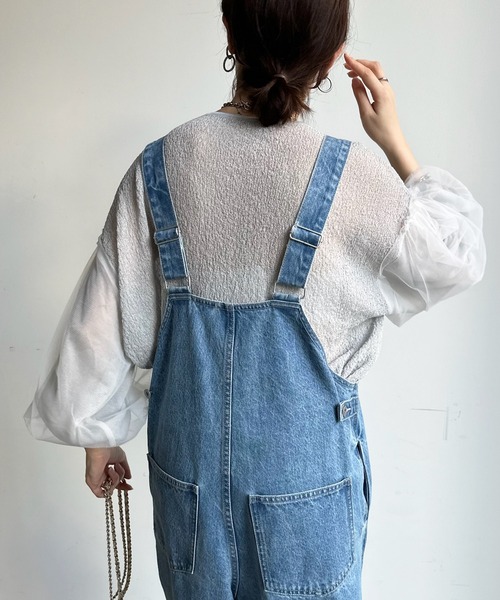 DouDou(ドゥドゥ)の「シアーニット袖チュールボリュームプルオーバー(ニット/セーター・レディース・ネイビー/オフホワイト/グレー・FREE)」の21枚目の写真