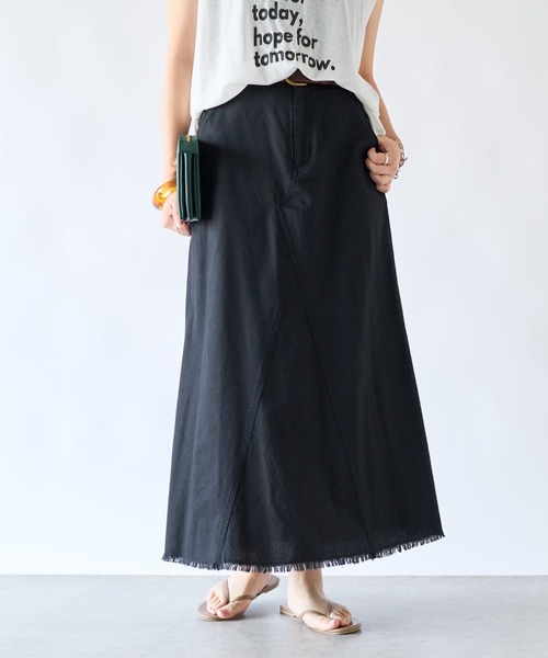 un dix cors（アンディコール）の「サマーコーデュロイパネルスカート（スカート・レディース・ブラック/オリーブ/サックスブルー・FREE）」の2枚目の写真