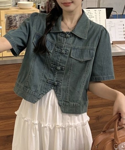 Sibra（シブラ）の「デニムチャイナデザインシャツ（シャツ/ブラウス・レディース・ブルー/サックスブルー・M）」の18枚目の写真