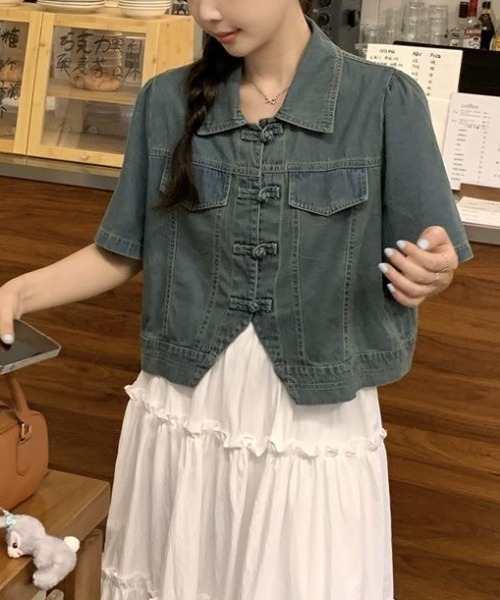 Sibra（シブラ）の「デニムチャイナデザインシャツ（シャツ/ブラウス・レディース・ブルー/サックスブルー・M）」の21枚目の写真