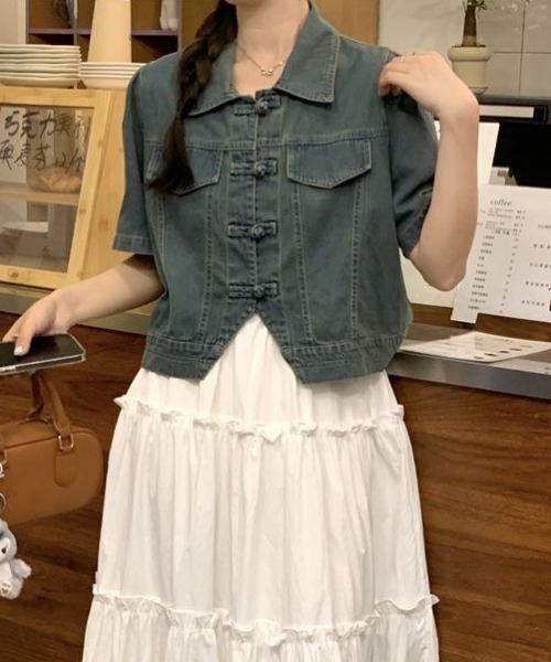 Sibra（シブラ）の「デニムチャイナデザインシャツ（シャツ/ブラウス・レディース・ブルー/サックスブルー・M）」の22枚目の写真