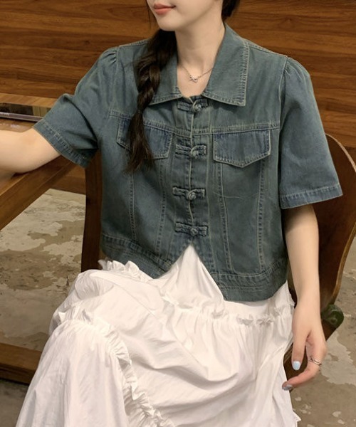 Sibra（シブラ）の「デニムチャイナデザインシャツ（シャツ/ブラウス・レディース・ブルー/サックスブルー・M）」の20枚目の写真