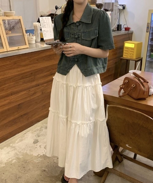 Sibra（シブラ）の「デニムチャイナデザインシャツ（シャツ/ブラウス・レディース・ブルー/サックスブルー・M）」の6枚目の写真