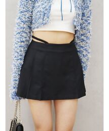 オープンウエストプリーツミニスカート