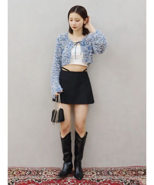 EVRIS(エヴリス)の「オープンウエストプリーツミニスカート(スカート・レディース・グレー/ブラック・MEDIUM/SMALL)」の8枚目の写真