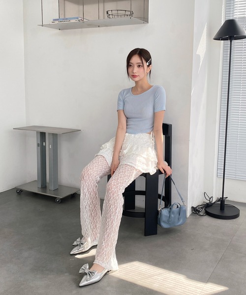 by muni:r(バイ ムニール)の「レースカンカンミニスカート(スカート・レディース・ブラック/アイボリー・FREE)」の3枚目の写真