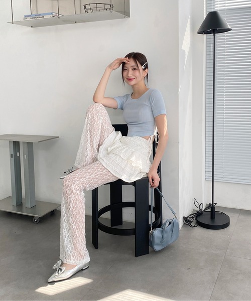 by muni:r(バイ ムニール)の「レースカンカンミニスカート(スカート・レディース・ブラック/アイボリー・FREE)」の4枚目の写真