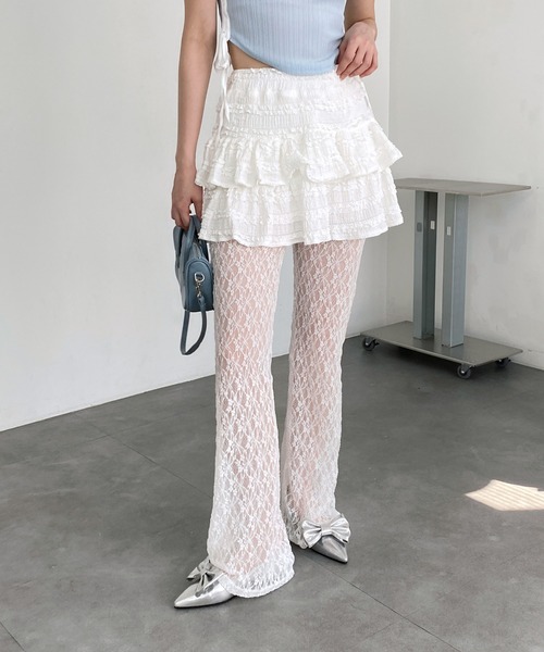 by muni:r(バイ ムニール)の「レースカンカンミニスカート(スカート・レディース・ブラック/アイボリー・FREE)」の9枚目の写真