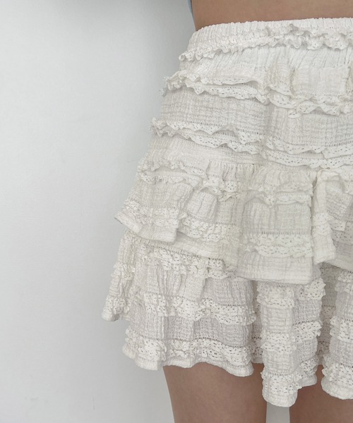by muni:r(バイ ムニール)の「レースカンカンミニスカート(スカート・レディース・ブラック/アイボリー・FREE)」の13枚目の写真