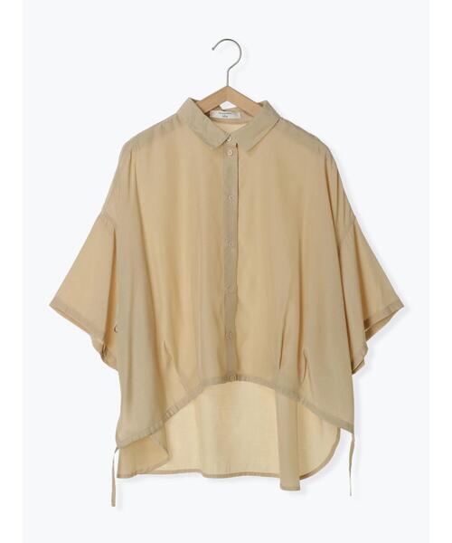 Samansa Mos2 blue(サマンサモスモスブルー)の「前裾ドロストシャツ(シャツ/ブラウス・レディース・イエロー/オフホワイト/サックスブルー・F)」の6枚目の写真