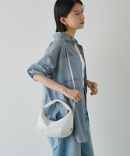 超美品 russet ソフトレザーミニショルダーバッグ oggi掲載 ブルー 