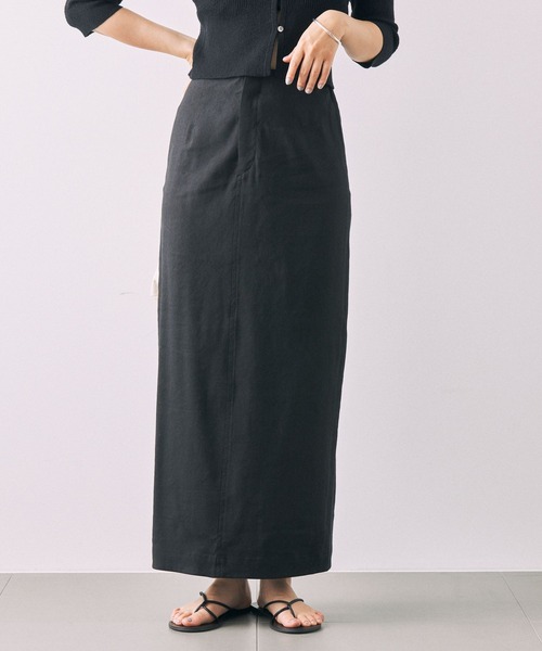 BABYLONE(バビロン)の「リネンストレッチスカート(スカート・レディース・ライトグリーン/チャコール・38inch/36inch)」の6枚目の写真