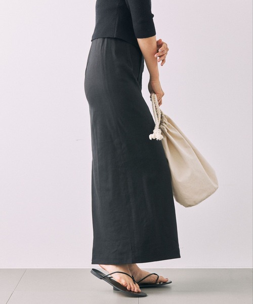 BABYLONE(バビロン)の「リネンストレッチスカート(スカート・レディース・ライトグリーン/チャコール・38inch/36inch)」の8枚目の写真