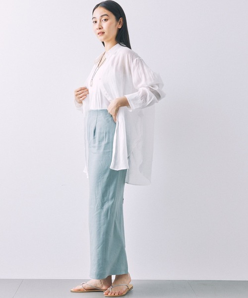 BABYLONE(バビロン)の「リネンストレッチスカート(スカート・レディース・ライトグリーン/チャコール・38inch/36inch)」の11枚目の写真