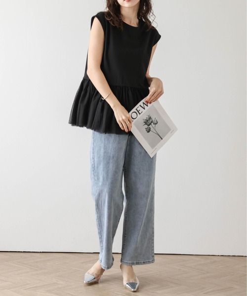 【エニデイカセット】チュールペプラムブラウス セール】チュールペプラムトップス（シャツ/ブラウス）｜AMELY